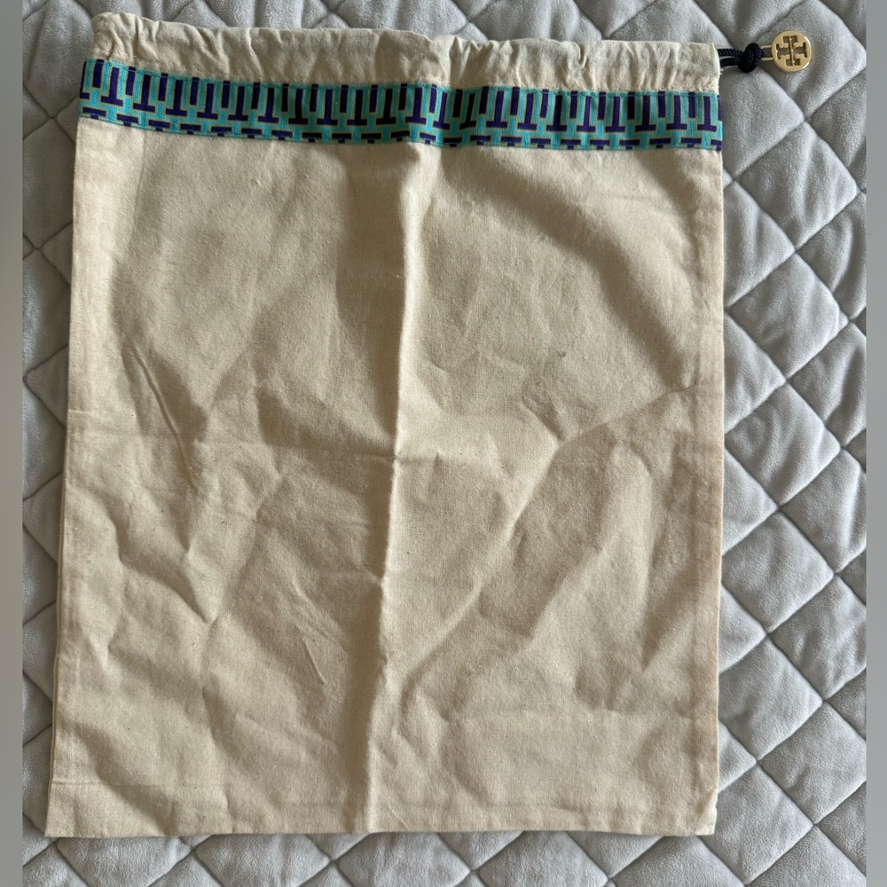 Tory Burch Drawstring Dust Bag / Shoe Bag w/ Patterned Trim